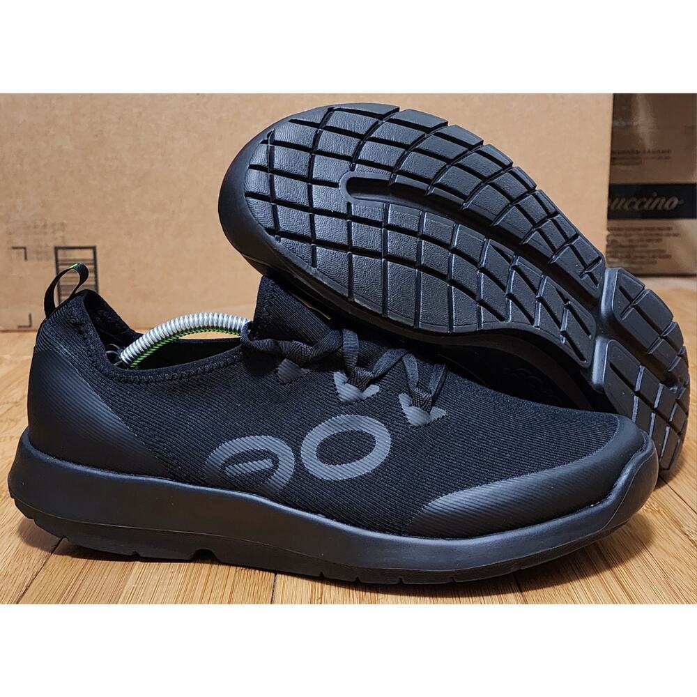 NWB Oofos OOmg Sport LS Low Shoes Black Lace Up Athletic Comfort Walking Men’s 9